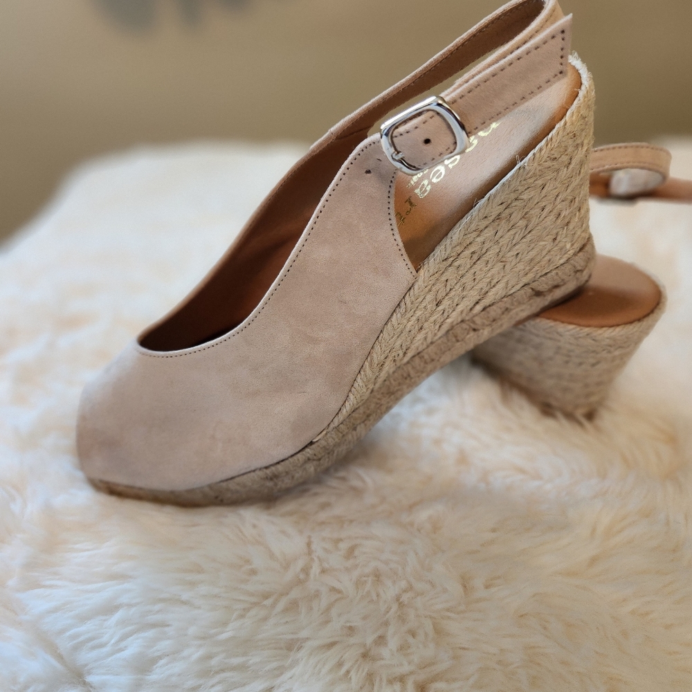 Women's Beige Wedge Espadrille Slingback - Unbranded